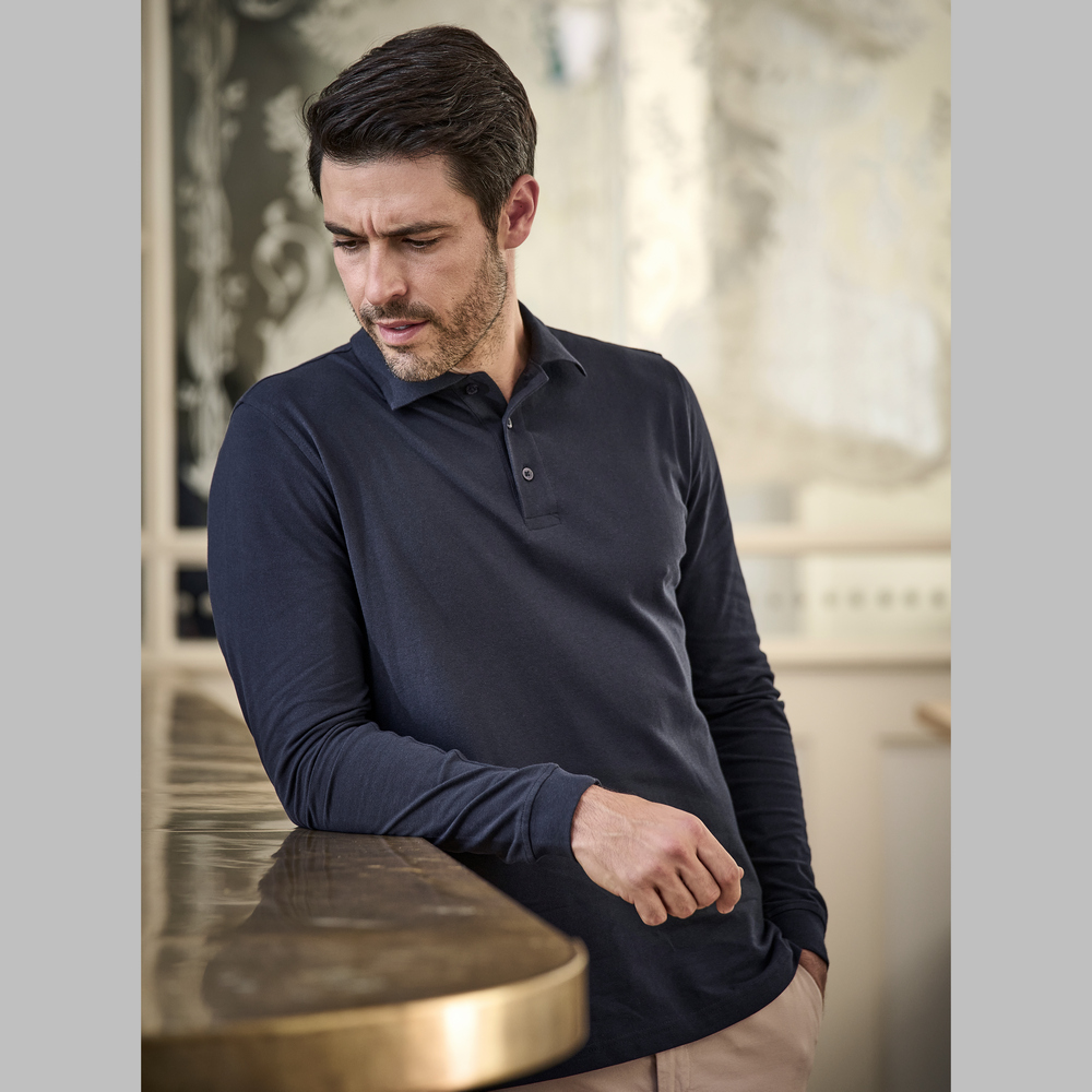Men's Luxury Stretch Piqué Polo long-sleeve