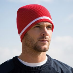 Knitted Hat with contrasting Stripes