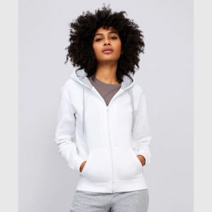 Women Ladies' Contrast Hooded Sweat Jacket